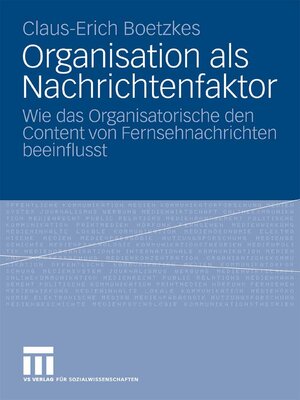 cover image of Organisation als Nachrichtenfaktor